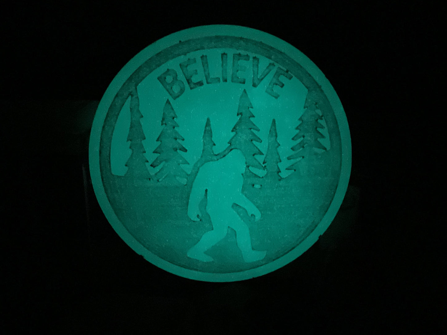 Large White 3 Inch Believe Bigfoot Magnet - Glow in the Dark