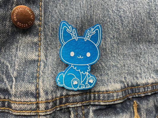 Blue Glow in the Dark Jackalope Pin
