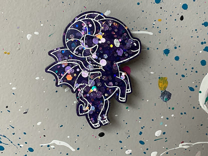 Small Glittery Purple Jersey Devil Magnet