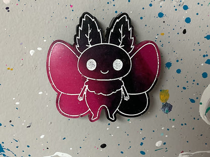 Small Pink & Black Mothman Magnet Glow in the Dark