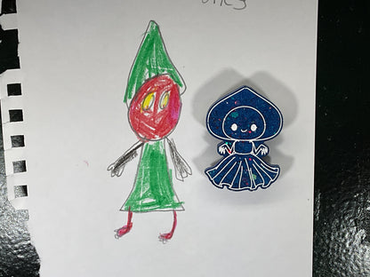 Small Flatwoods Monster Blue Glitter Magnet