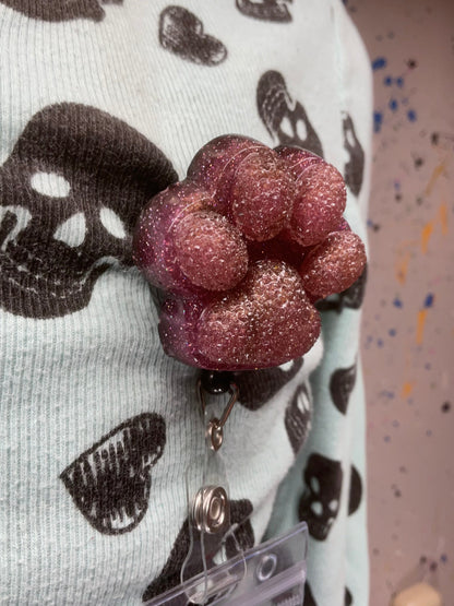 Purple 3D Paw Print Badge Reel
