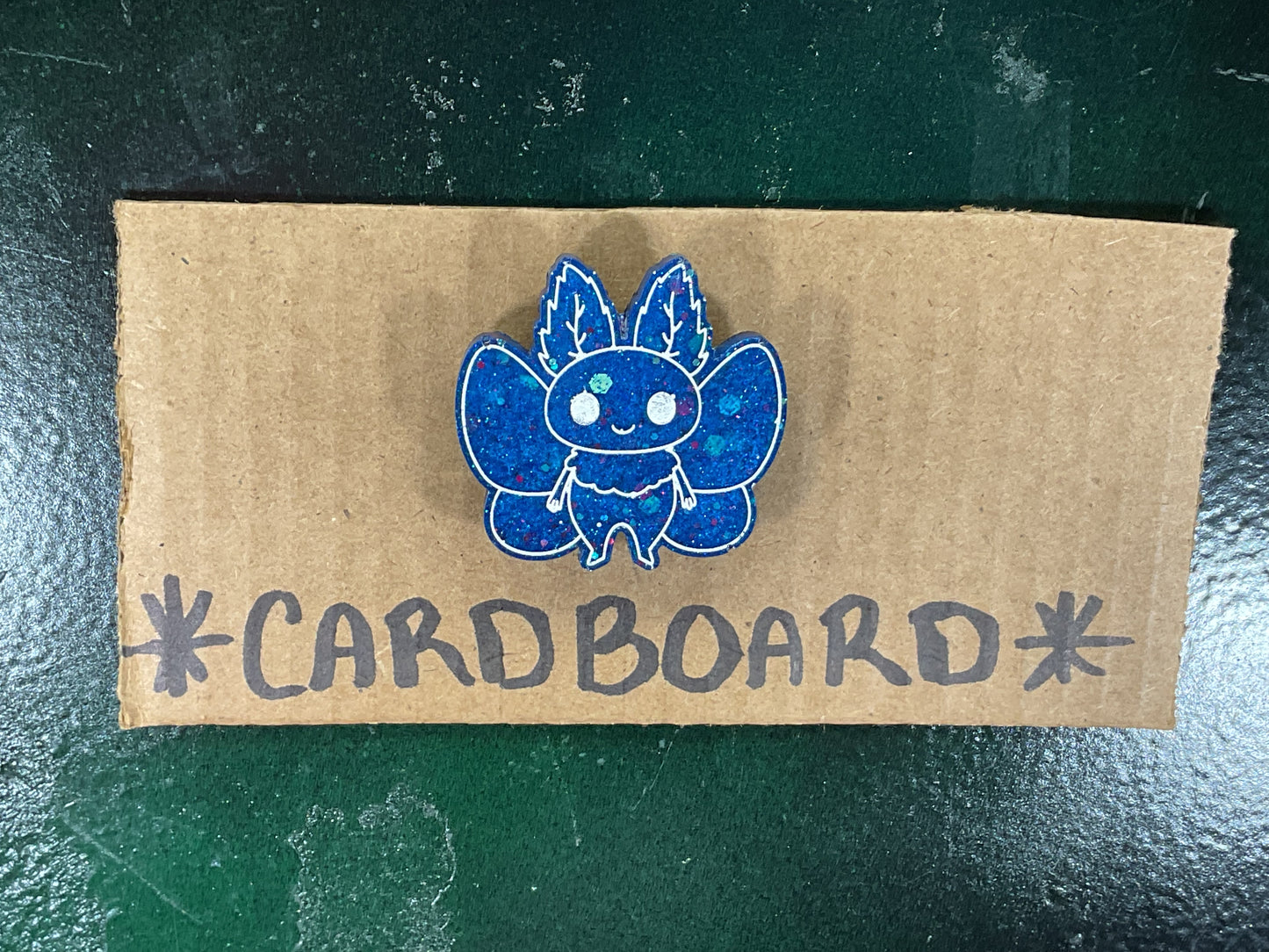 Small Blue Glitter Mothman Magnet