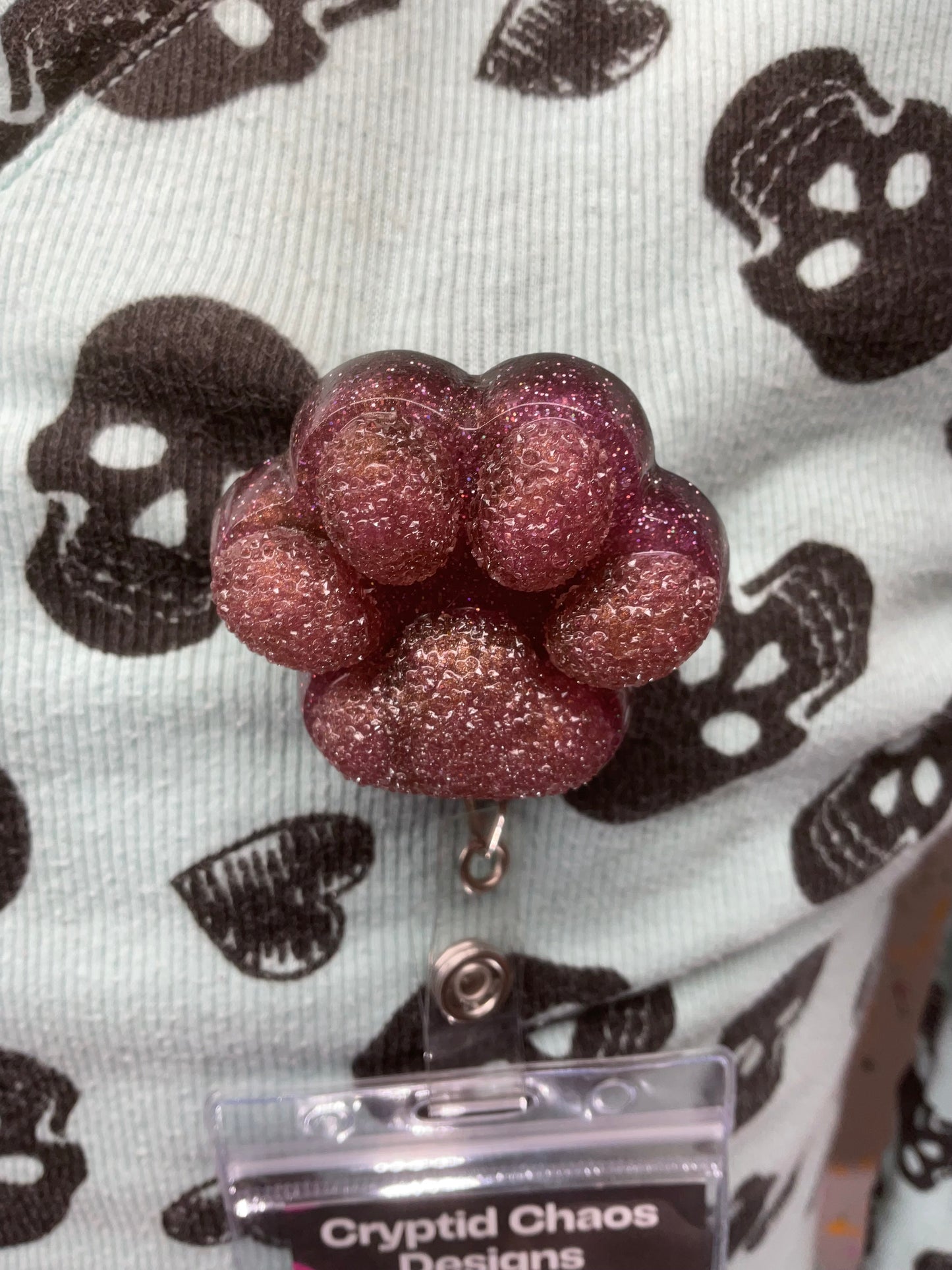 Purple 3D Paw Print Badge Reel