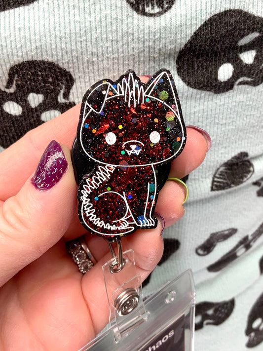 Black and Red Chupacabra Retractable Badge Reel