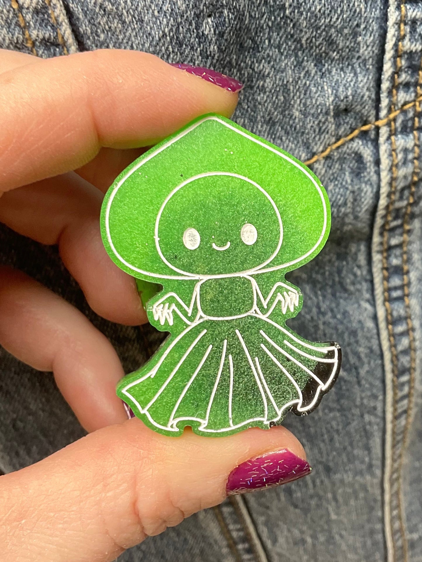 Green & Black Flatwoods Monster Pin-Glow In The Dark
