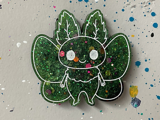 Small Green Glitter Mothman Magnet
