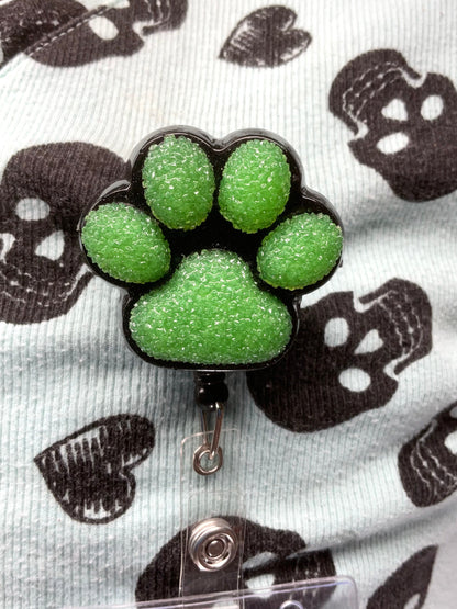 Glow In The Dark 3D Paw Print Badge Reel