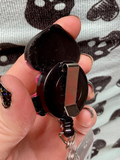 Black & Pink Flatwoods Monster Retractable Badge Reel - Glow in the Dark