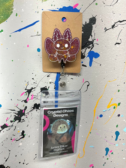 Pink & Gold Mothman Retractable Badge Reel