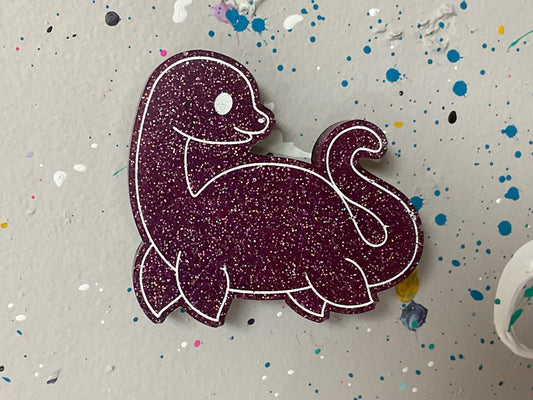 Small Loch Ness Monster Pink Glitter Magnet
