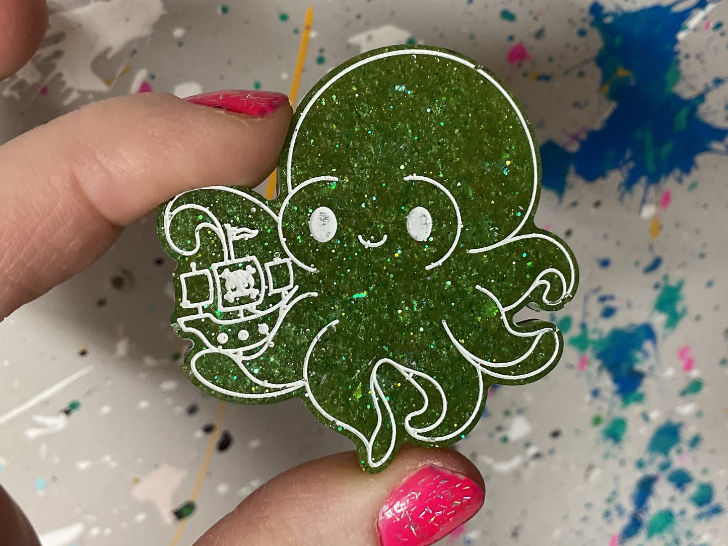Small Olive Green Kraken Magnet