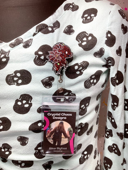 Red & Black Jersey Devil Retractable Badge Reel