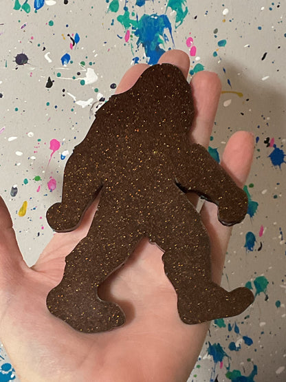Large Glittery Brown Bigfoot Magnet - 5 Inches Tall