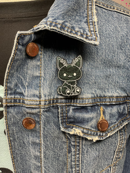 Black and Green Jackalope Pin