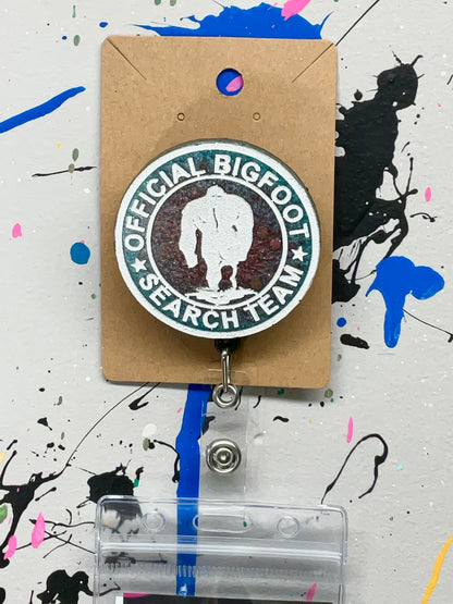 Official Bigfoot Search Team Retractable Badge Reel - Blue & Red