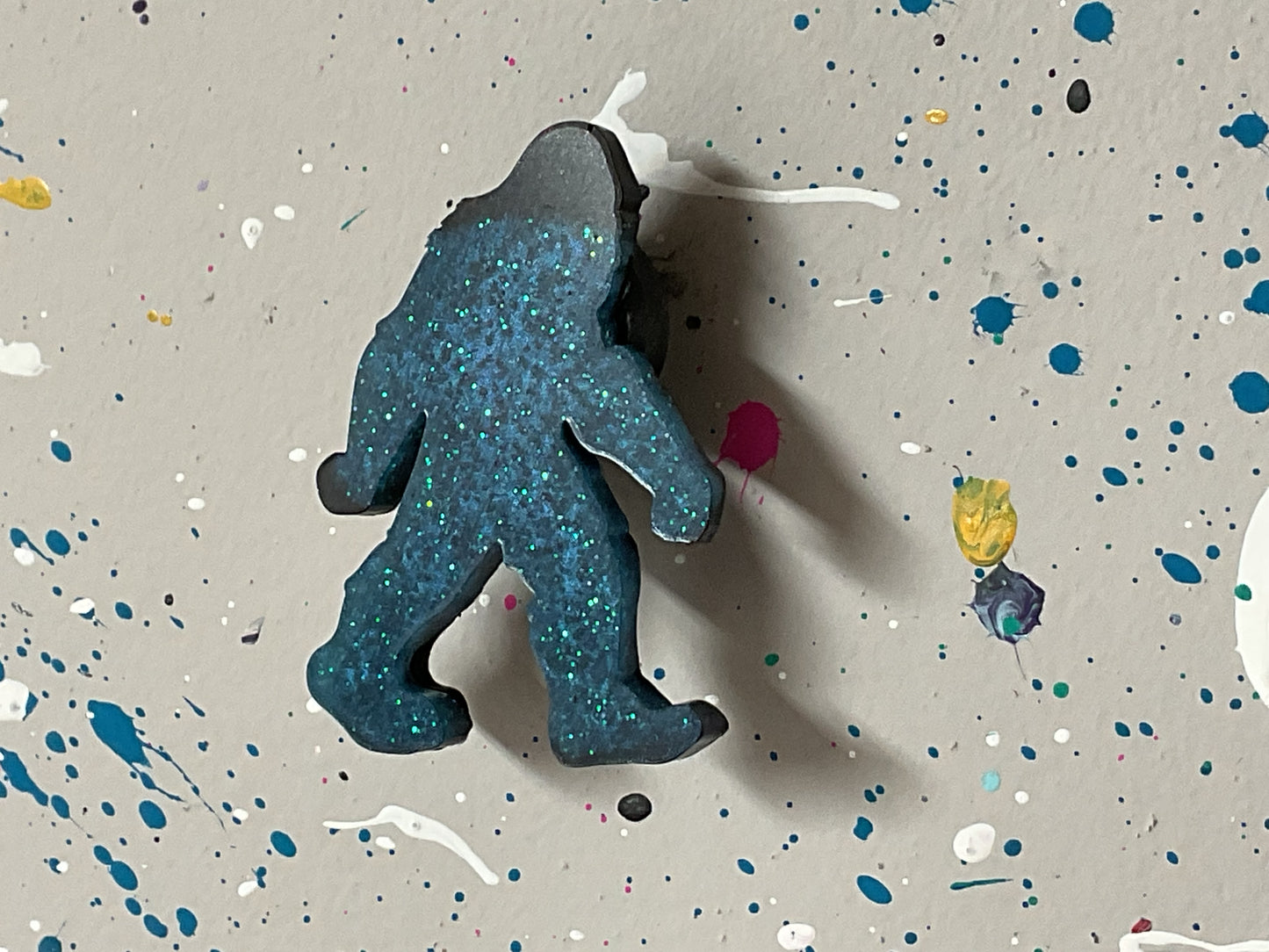 Small Teal & Black Bigfoot Magnet