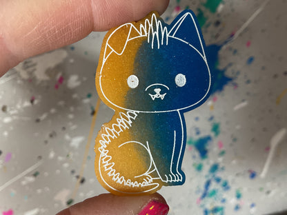 Small Blue Yellow Chupacabra Magnet Glow in the Dark