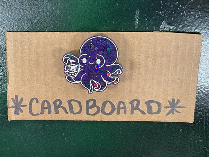 Small Purple Kraken Magnet With Holographic Glitter