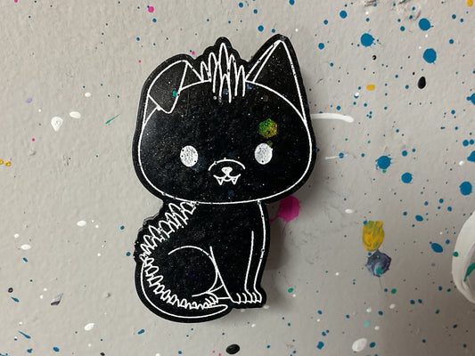 Small Black Holographic Glitter Chupacabra Magnet