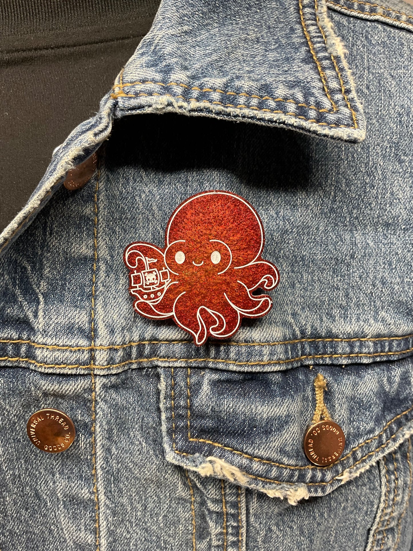 Red Kraken Pin