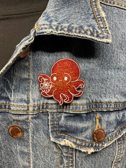 Red Kraken Pin