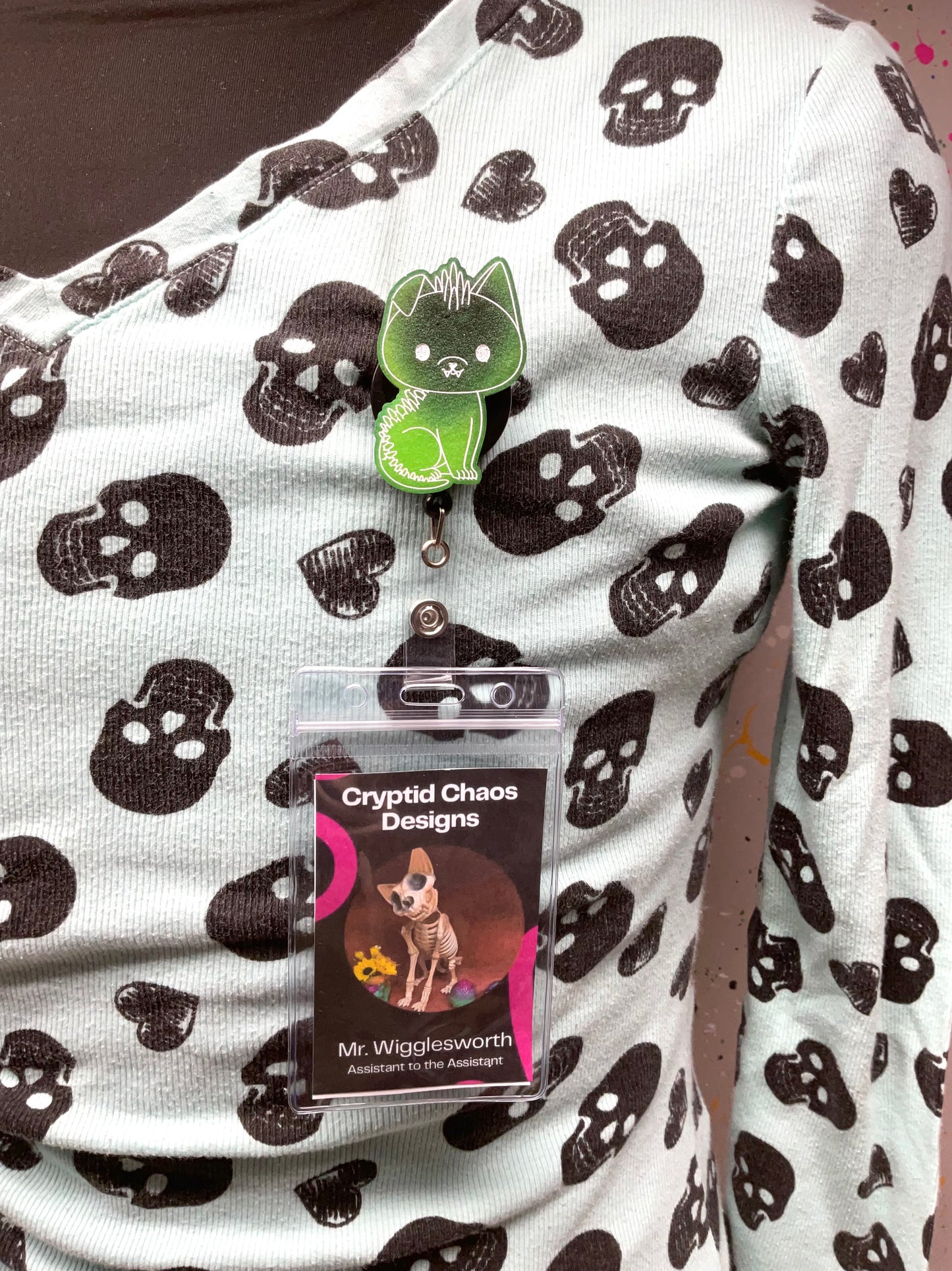 Green Chupacabra Retractable Badge Reel-Glow In The Dark