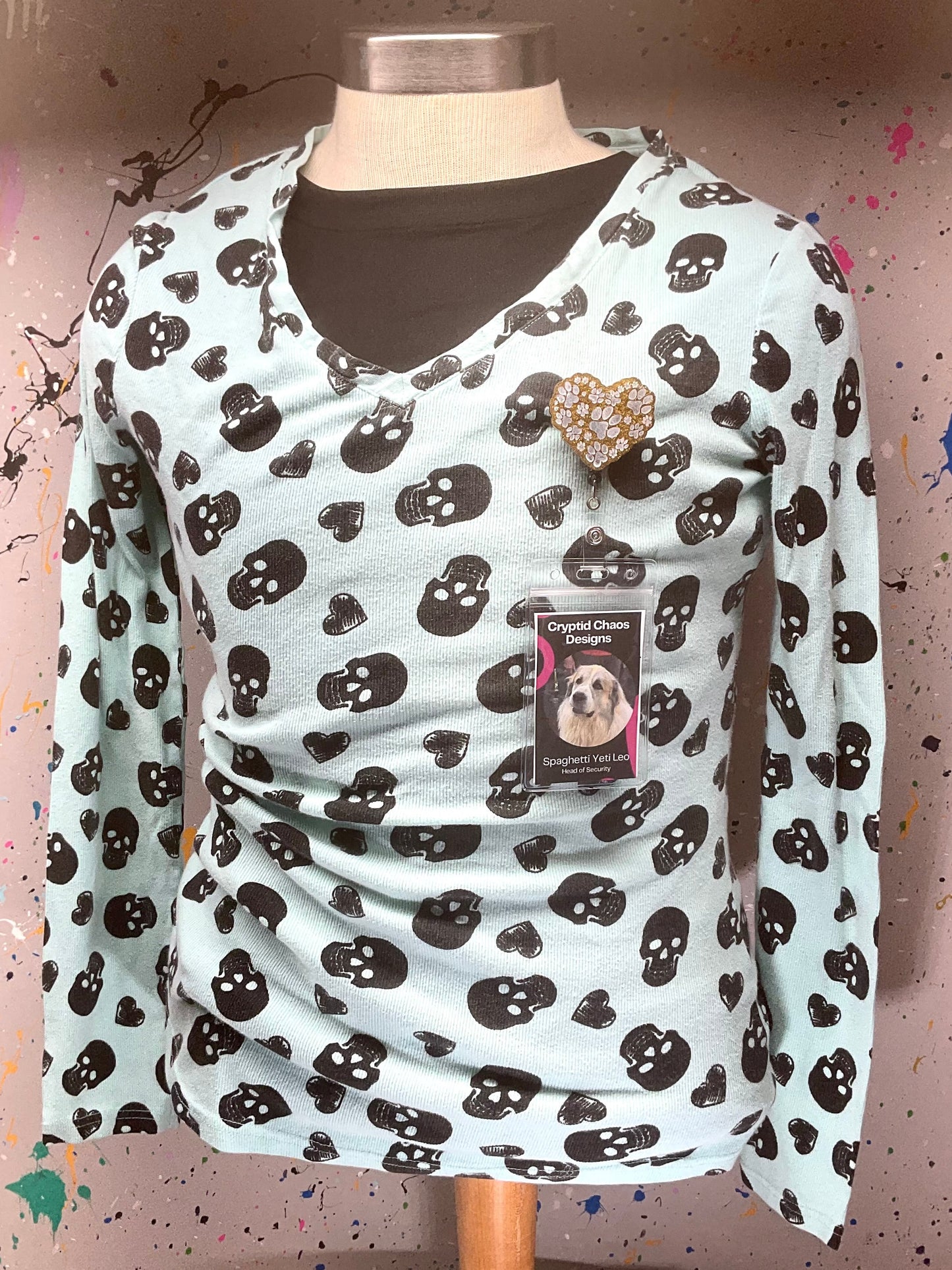 Yellow Paw Print Heart Retractable Badge Reel