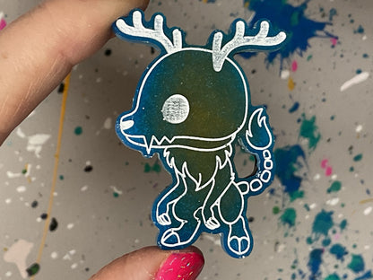 Small Blue Green Wendigo Magnet Glow in the Dark