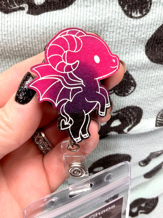 Hot Pink & Black Jersey Devil Retractable Badge Reel-Glow In The Dark