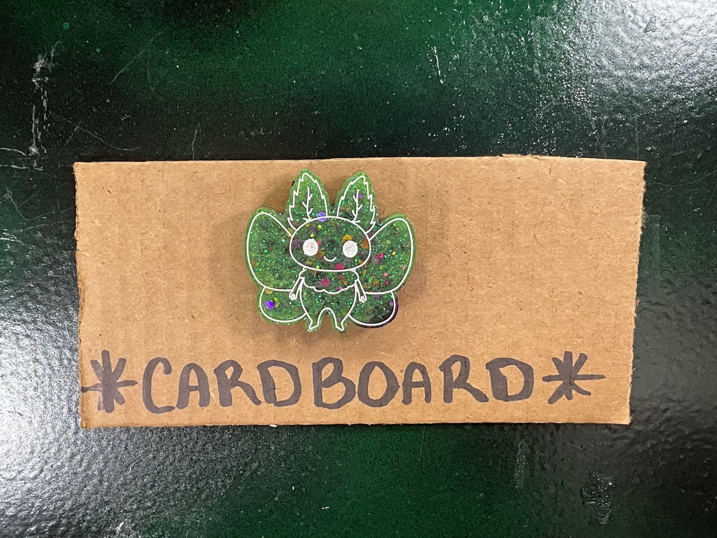 Small Green Glitter Mothman Magnet