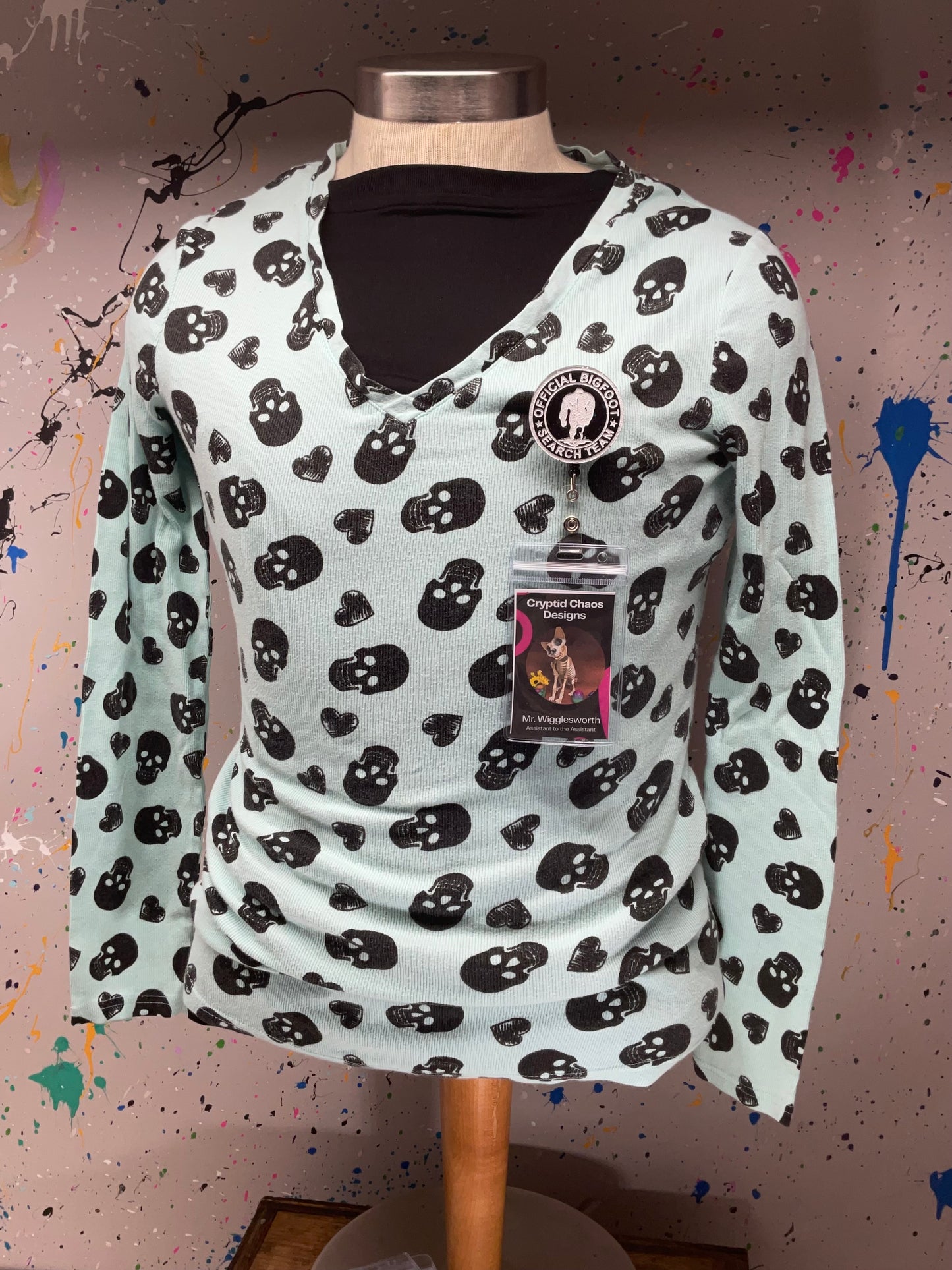 Official Bigfoot Search Team Retractable Badge Reel - Black with Holographic Glitter