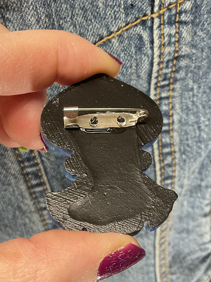 Blue Glitter Flatwoods Monster Pin