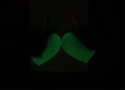 Black & Green Heart Hypoallergenic Earrings - Glow in the Dark