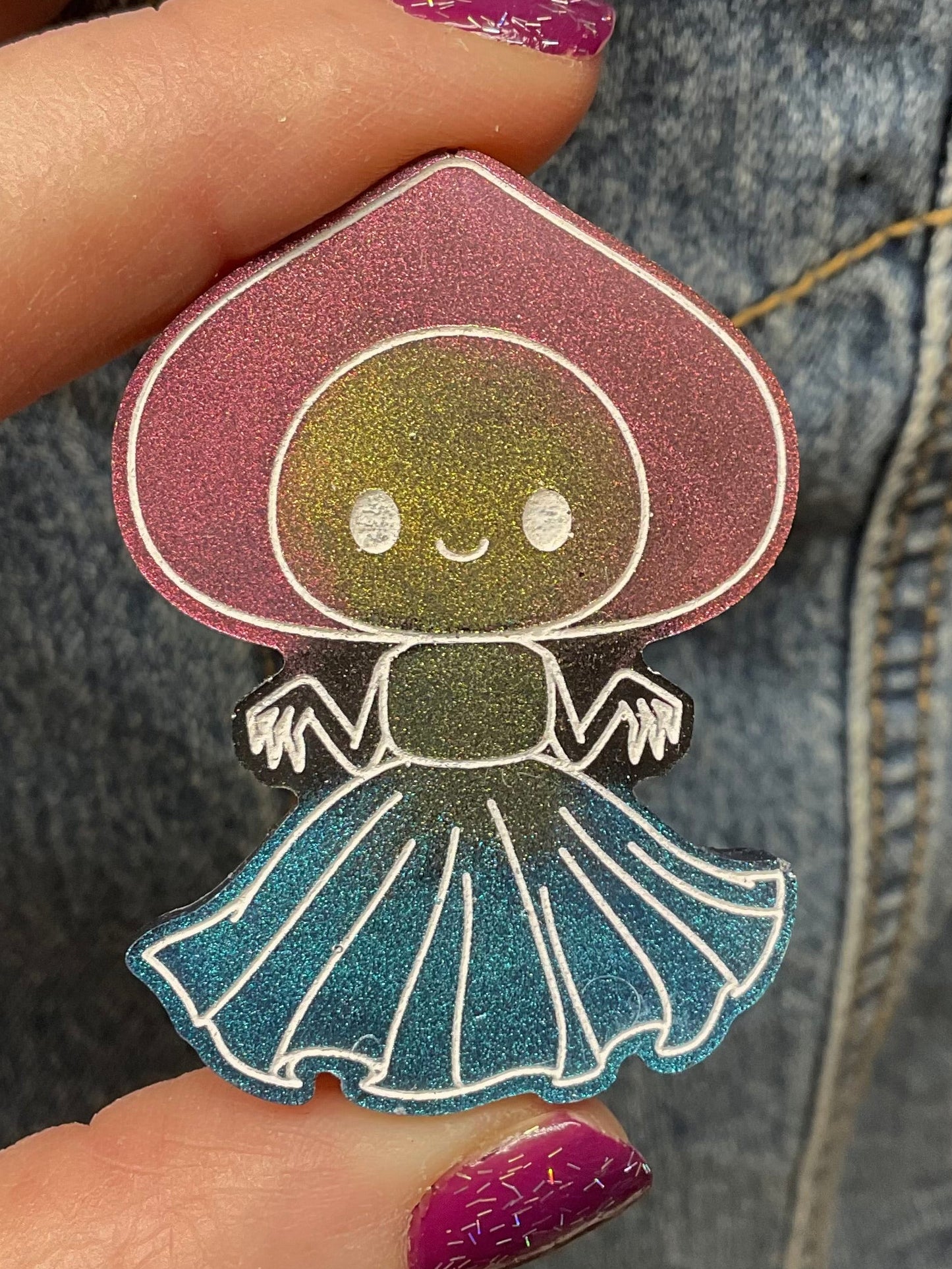 Red & Blue Flatwoods Monster Pin