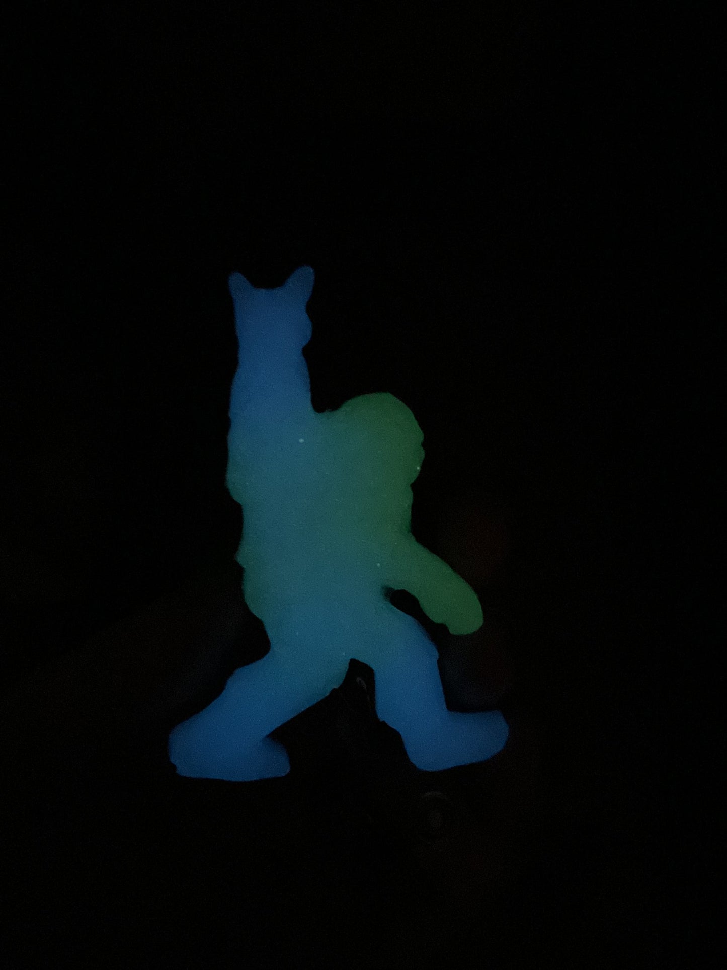 Purple & White Bigfoot Rock Hand Retractable Badge Reel- Glow in the Dark