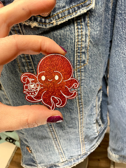 Red Kraken Pin