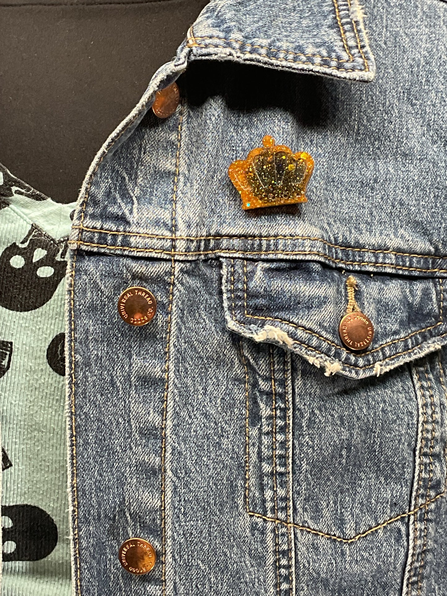 Orange & Black Crown Pin