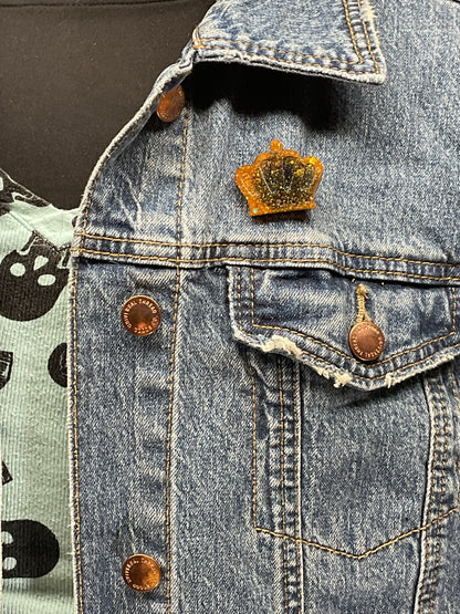 Orange & Black Crown Pin
