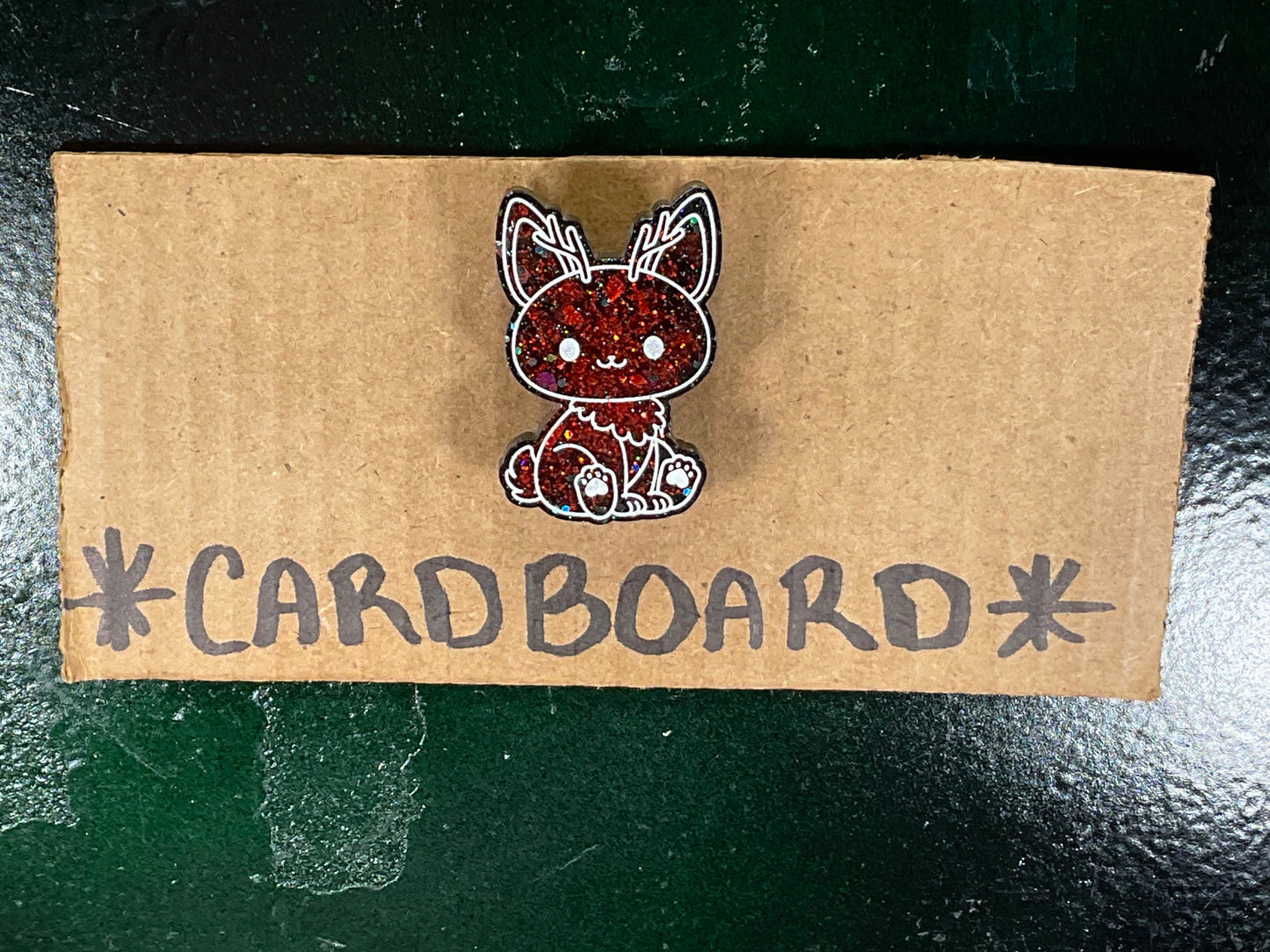 Small Red Glitter Jackalope Magnet