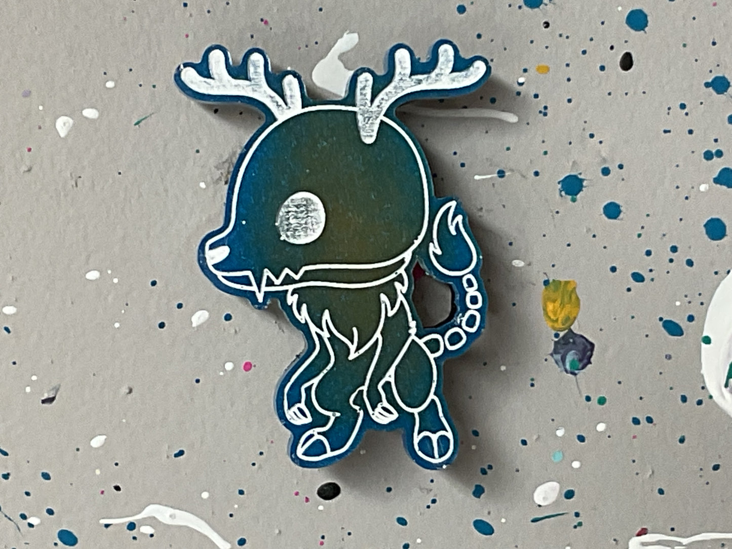 Small Blue Green Wendigo Magnet Glow in the Dark