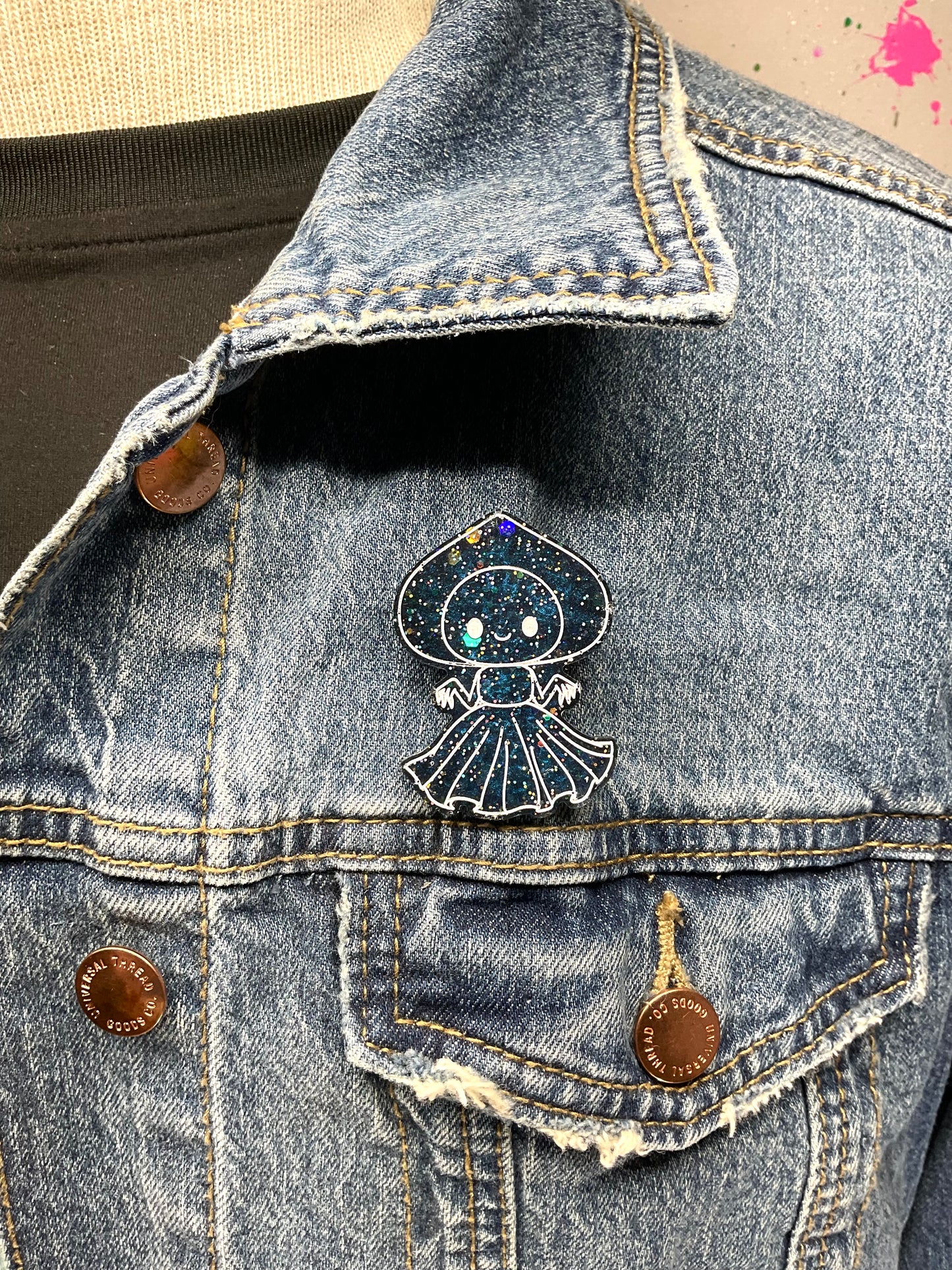 Dark Blue Flatwoods Monster Pin
