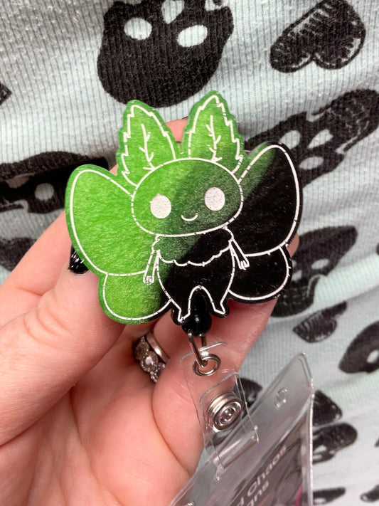 Green & Black Mothman Retractable Badge Reel - Glow in the Dark