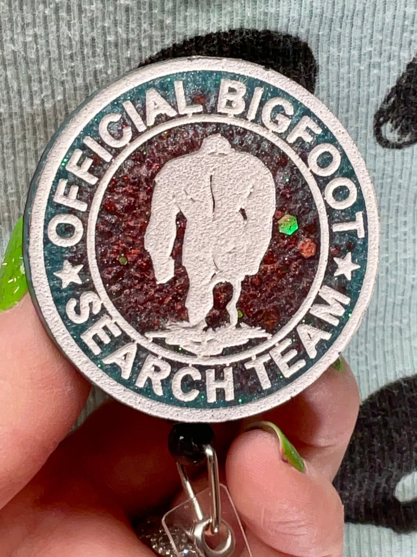 Official Bigfoot Search Team Retractable Badge Reel - Blue & Red