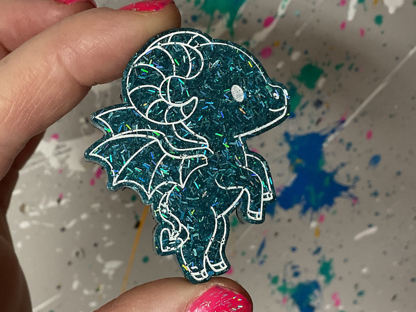 Small Glittery Teal Jersey Devil Magnet