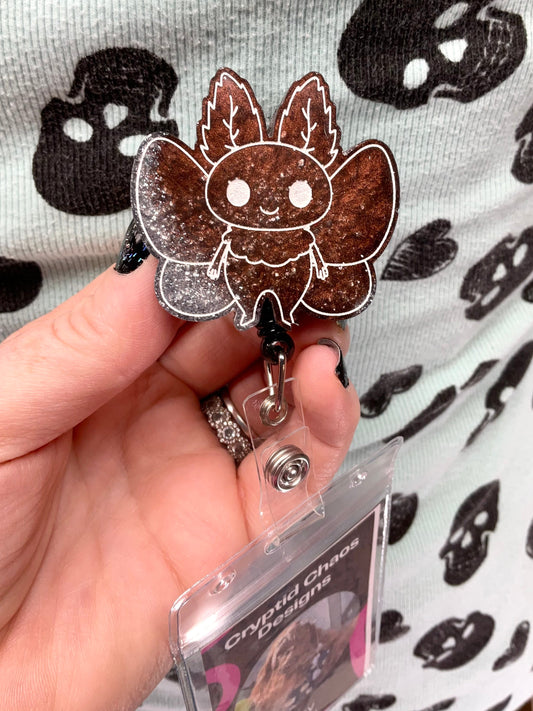 Brown with White Wing Mothman Retractable Badge Reel