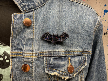 Black Holographic Bat Pin