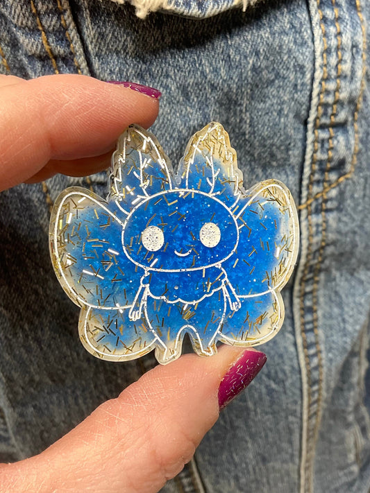 Blue & Yellow Mothman Pin