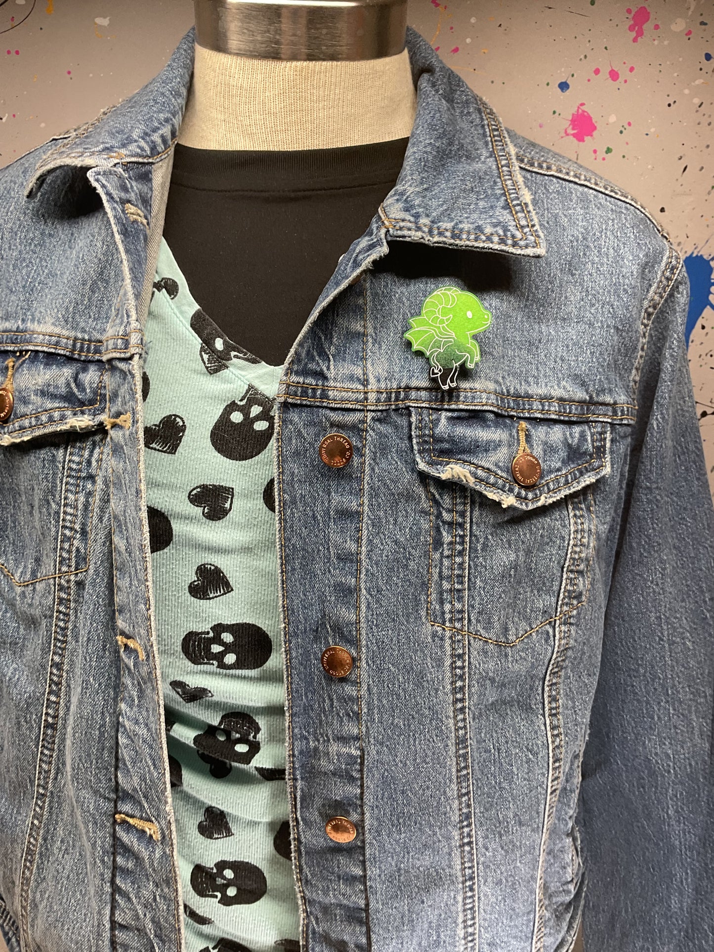 Green Black Jersey Devil Pin Glow in the Dark