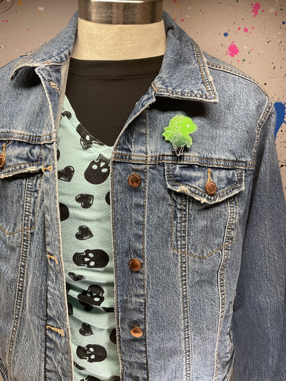 Green Black Jersey Devil Pin Glow in the Dark